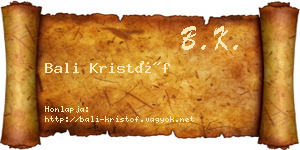 Bali Kristóf névjegykártya